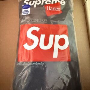 New SUPREME X HANES BOXER BRIEFS (4 PACK) - BLACK- Size Large Unopened